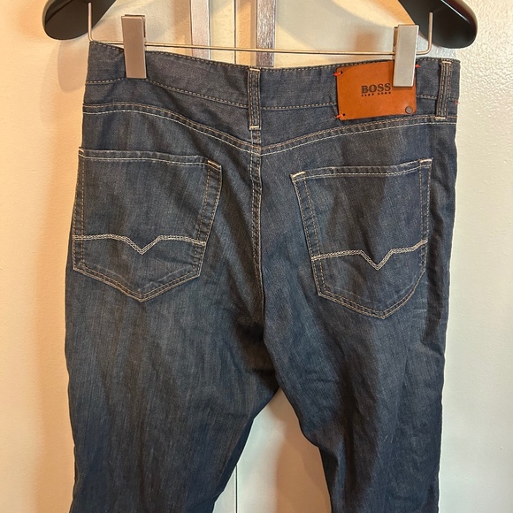 Hugo Boss Blue Straight/Relaxed Fit Jeans Fade Orange Stitch 36x30 - Picture 1 of 5